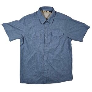 American Outback Mens Small Blue Short Sleeve Button Down Hiking Utility‎ Shirt